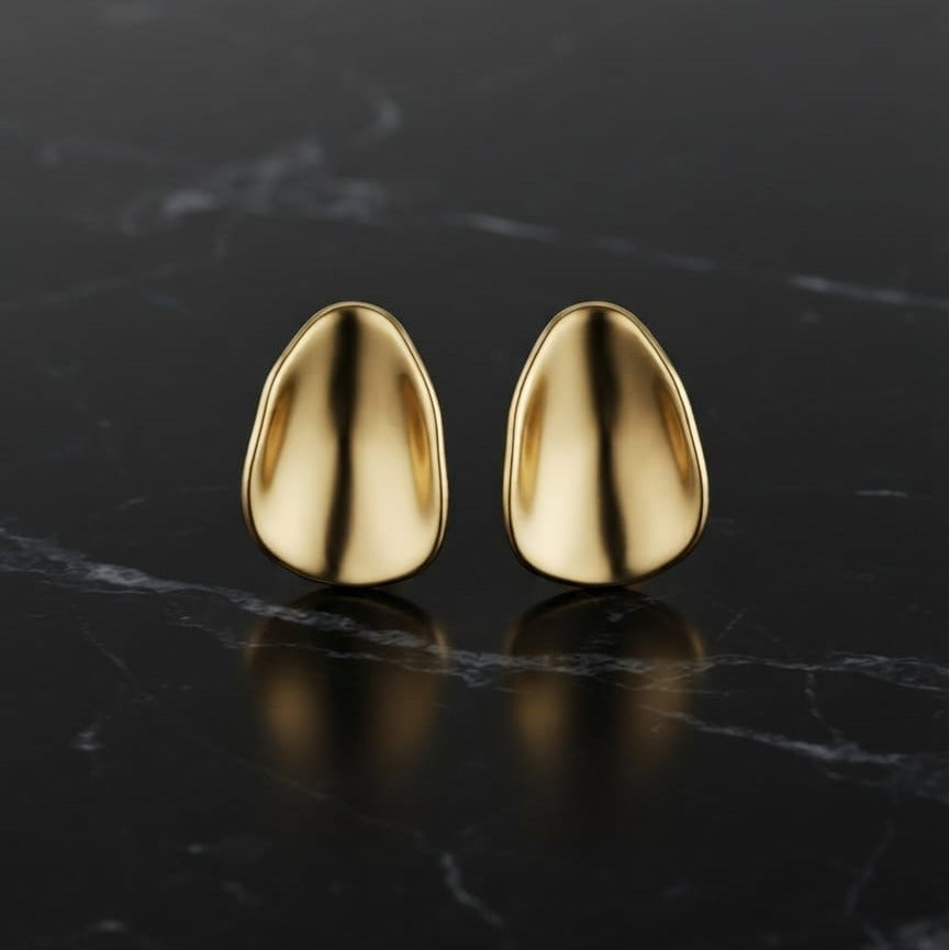Minimalist Gold Pebble Stud Earrings