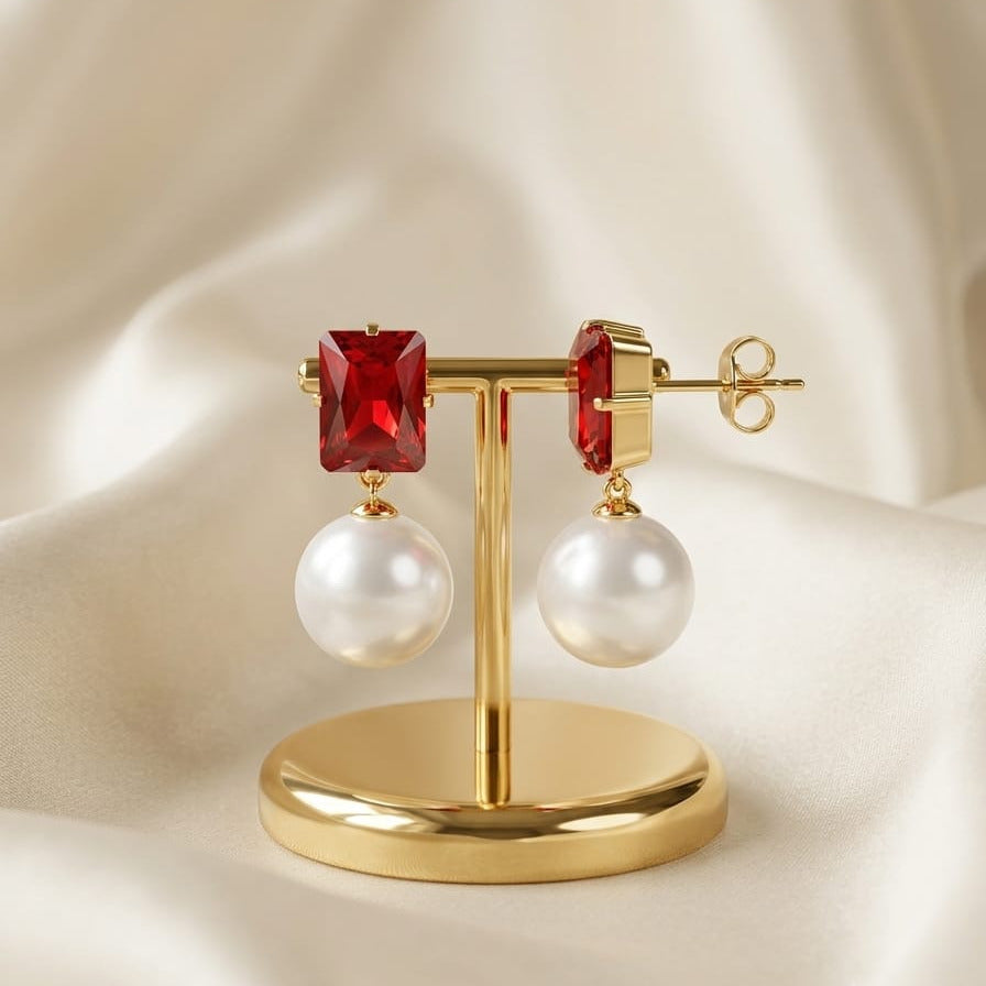 Luxe Pearl Drop Earrings – Crystal Statement Earrings | 3 Colors
