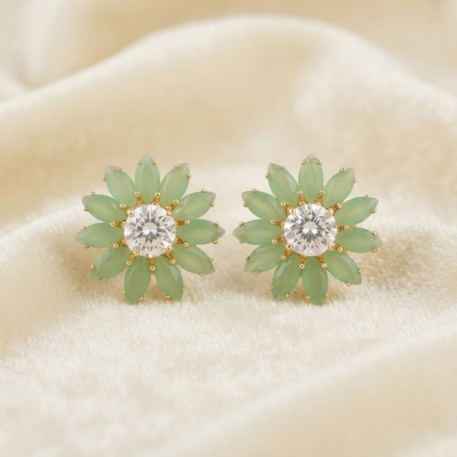Bloom Crystal Flower Stud Earrings – 5 Color Options