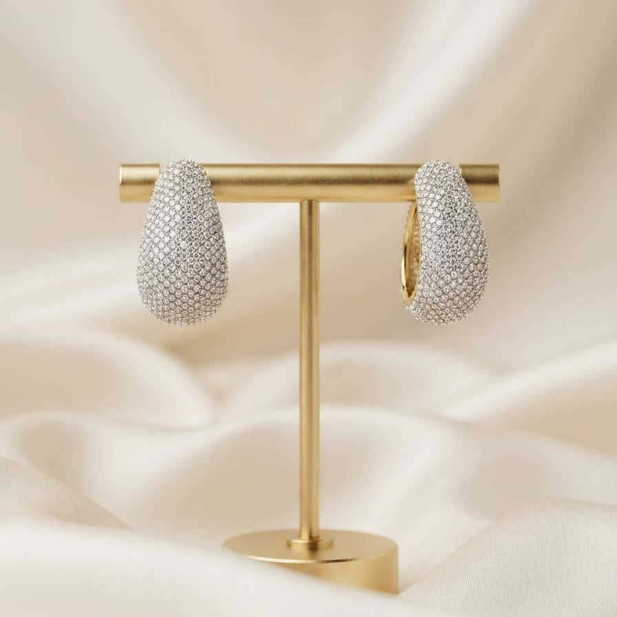 Luxury Pave Teardrop Hoop Earrings