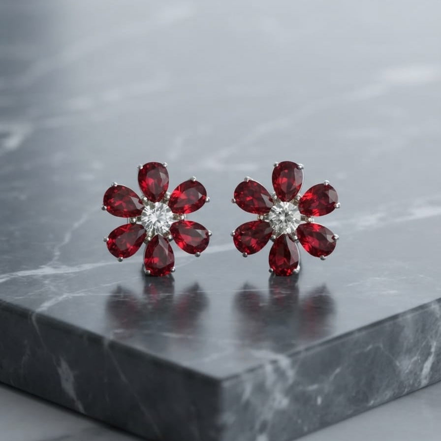 Bloom Crystal Flower Stud Earrings – 5 Elegant Colors