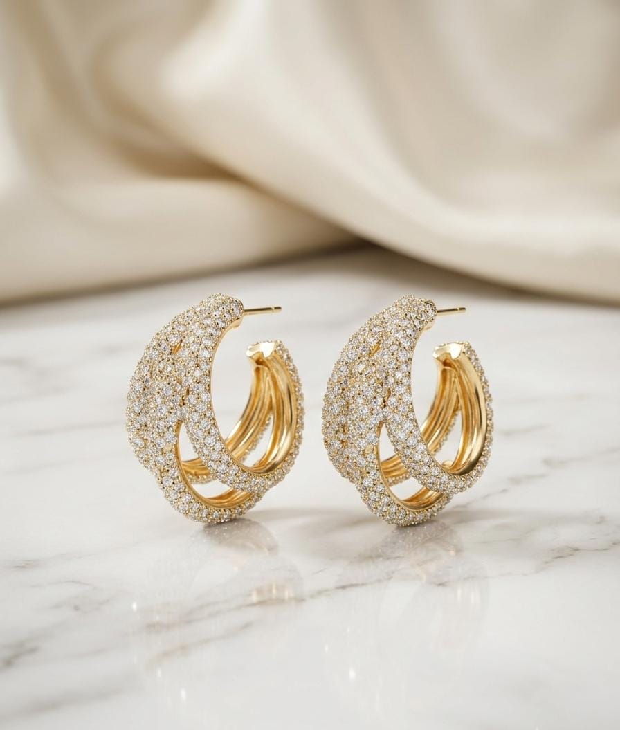Luxury Crystal Pavé Hoop Earrings