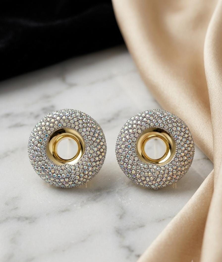 Luxury Crystal Halo Stud Earrings
