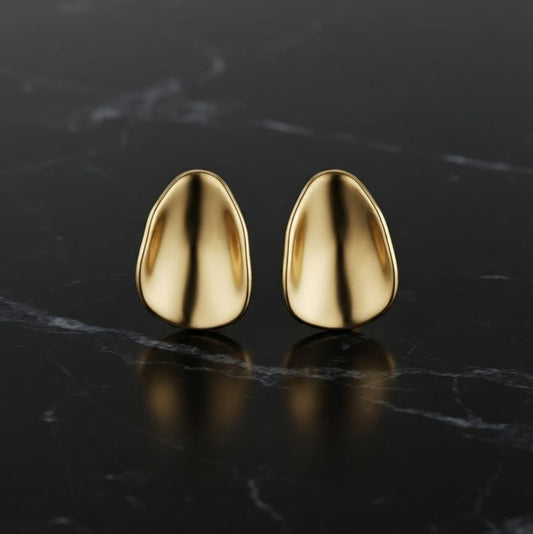 Minimalist Gold Pebble Stud Earrings