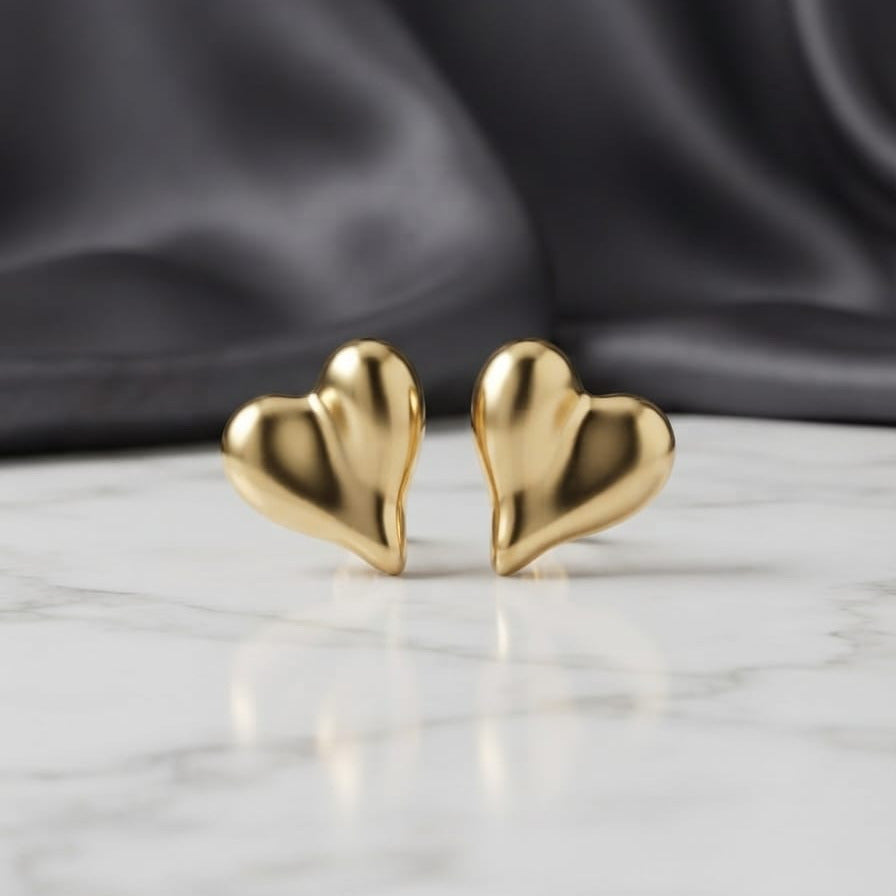 Minimalist Gold Heart Stud Earrings