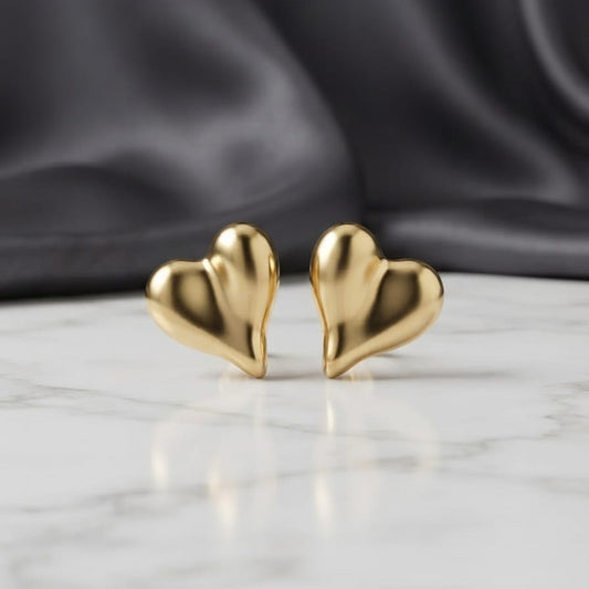Minimalist Gold Heart Stud Earrings