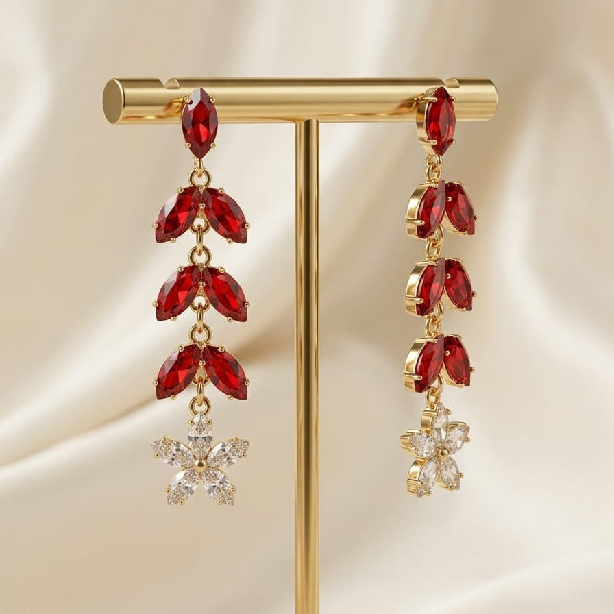 Blossom Crystal Drop Earrings – 5 Stunning Colors