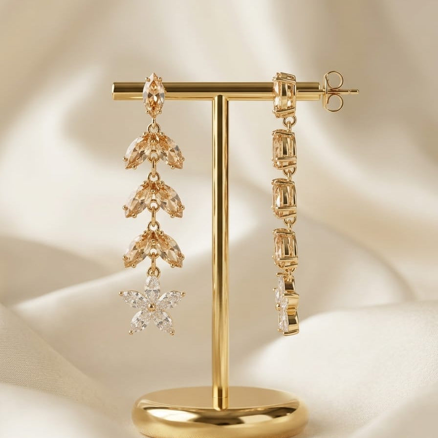 Blossom Crystal Drop Earrings – 5 Stunning Colors