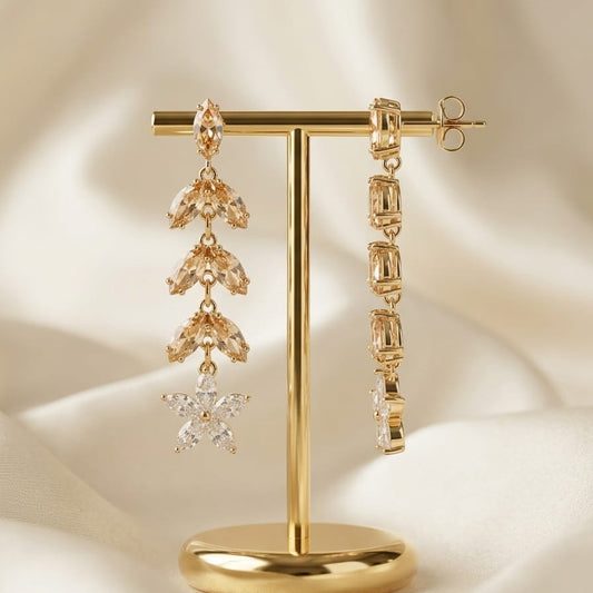Blossom Crystal Drop Earrings – 5 Stunning Colors