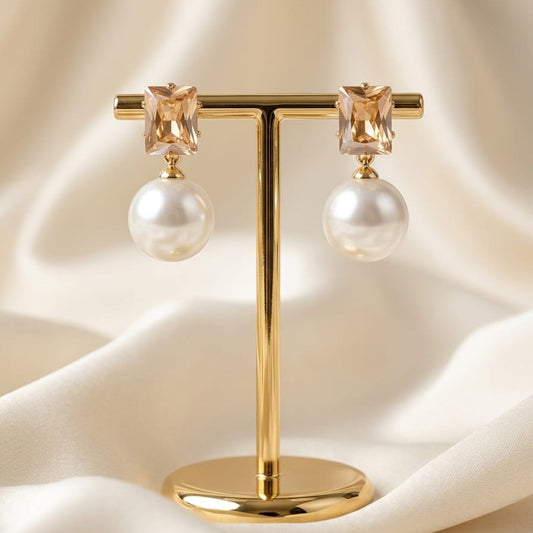 Luxe Pearl Drop Earrings – Crystal Statement Earrings | 3 Colors