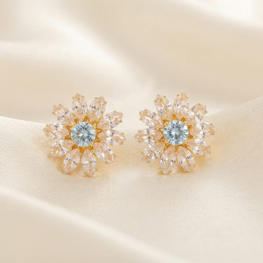 Bloom Crystal Flower Stud Earrings – 5 Color Options