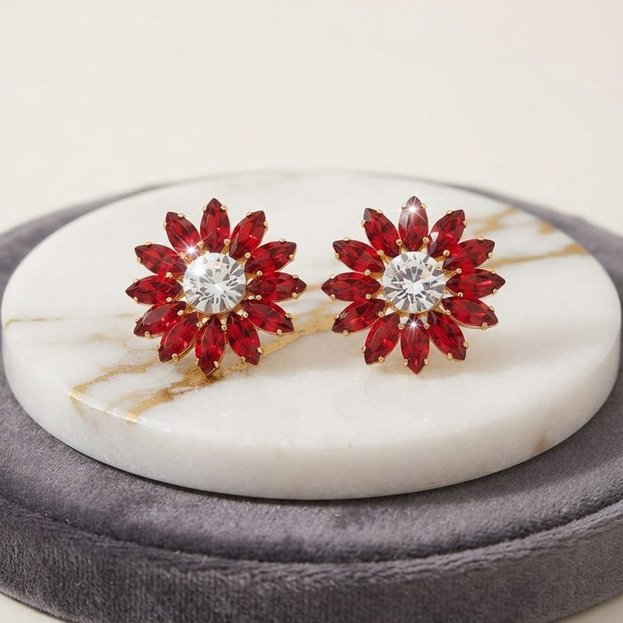 Bloom Crystal Flower Stud Earrings – 5 Color Options