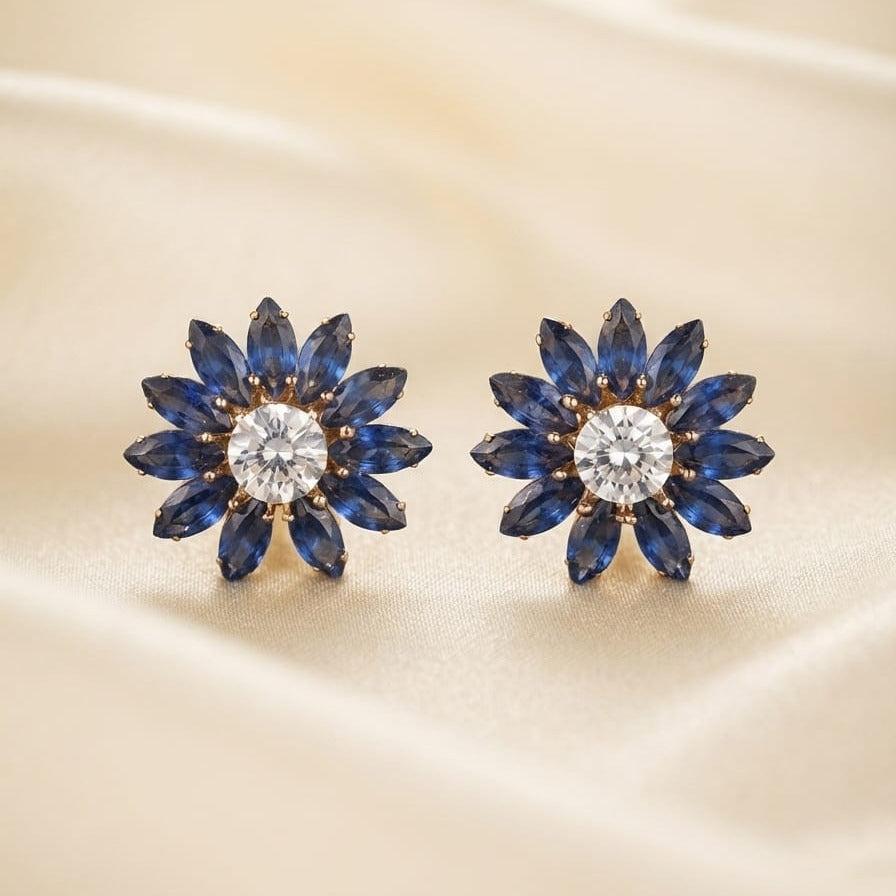 Bloom Crystal Flower Stud Earrings – 5 Color Options