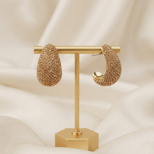 Luxury Pave Teardrop Hoop Earrings