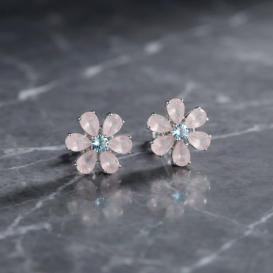 Bloom Crystal Flower Stud Earrings – 5 Elegant Colors