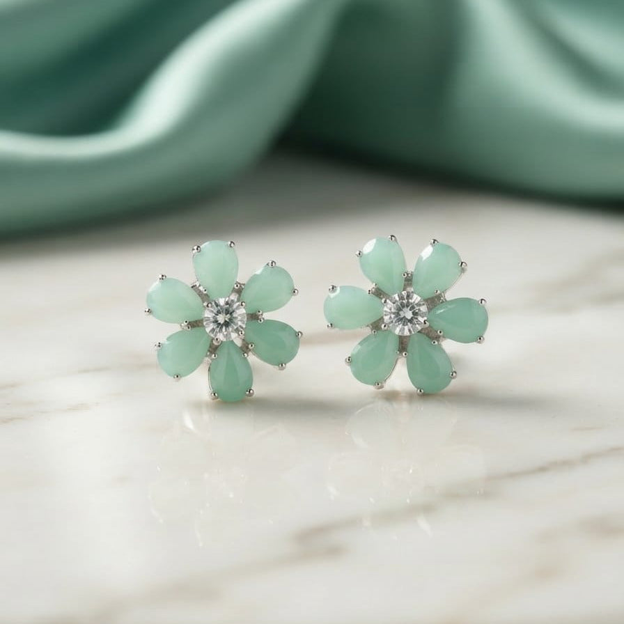 Bloom Crystal Flower Stud Earrings – 5 Elegant Colors