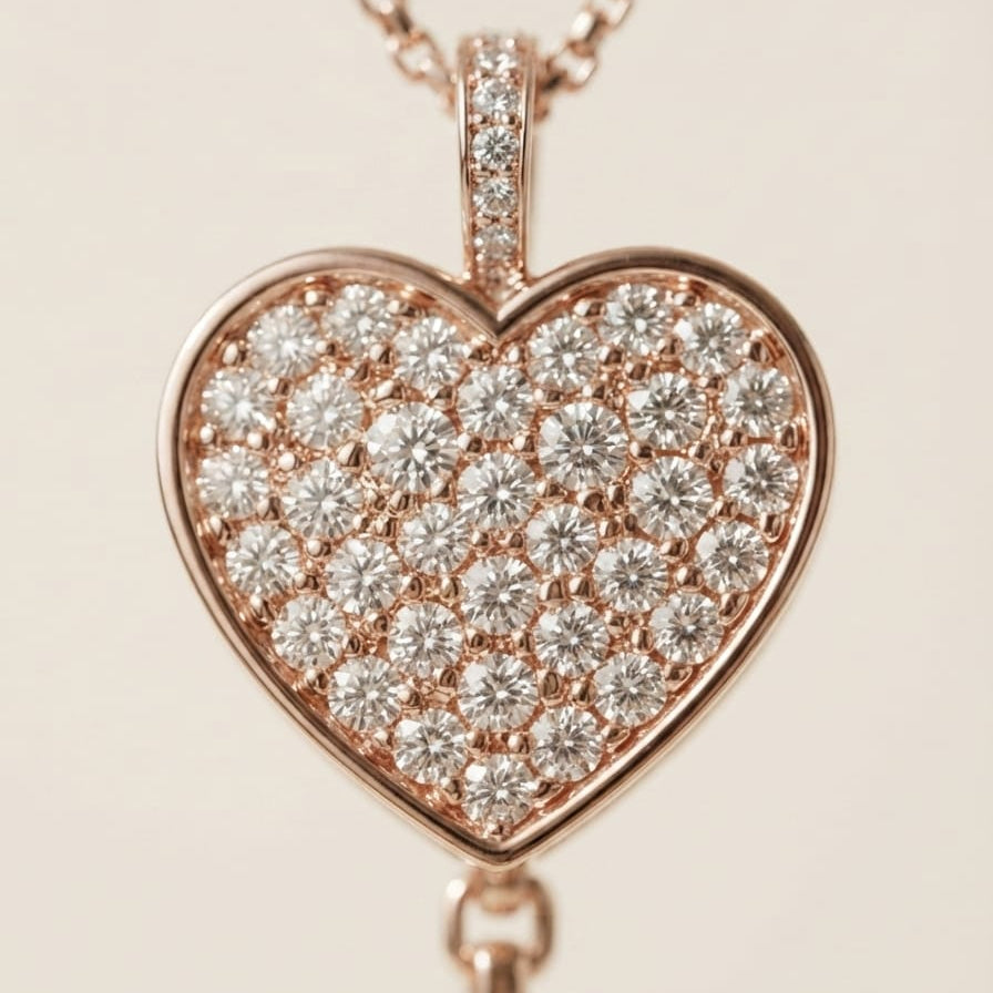 Elegant Heart Crystal Pendant Necklace & Stud Earrings Set – Rose Gold