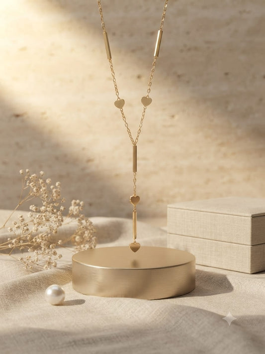 Elegant Heart Tassel Pendant Necklace – Gold
