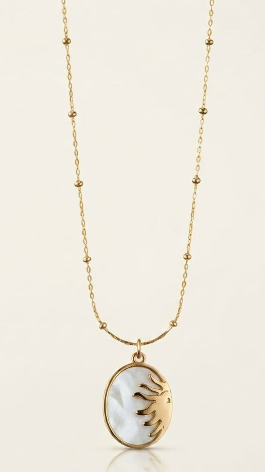 Sun & Moon Pendant Necklace – Gold Celestial Charm Necklace