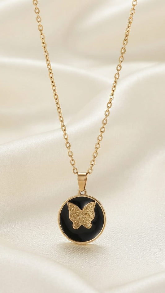 Golden Butterfly Charm Pendant Necklace