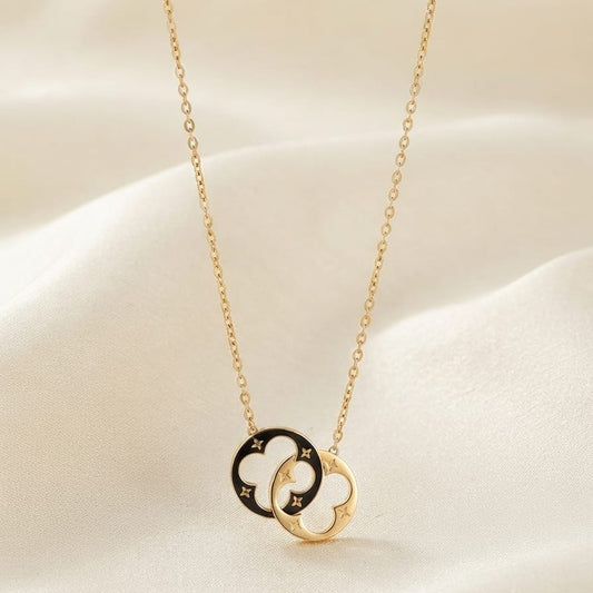 Dual Clover Charm Pendant Necklace