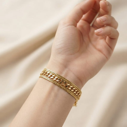 Luxury Triple Layer Gold Chain Bracelet for Women – Elegant Statement Bracelet