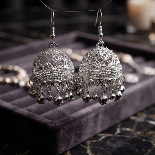 Traditional Oxidized Indian Jhumka Earrings – Ethnic Boho Dangling Earrings (3 Colors)