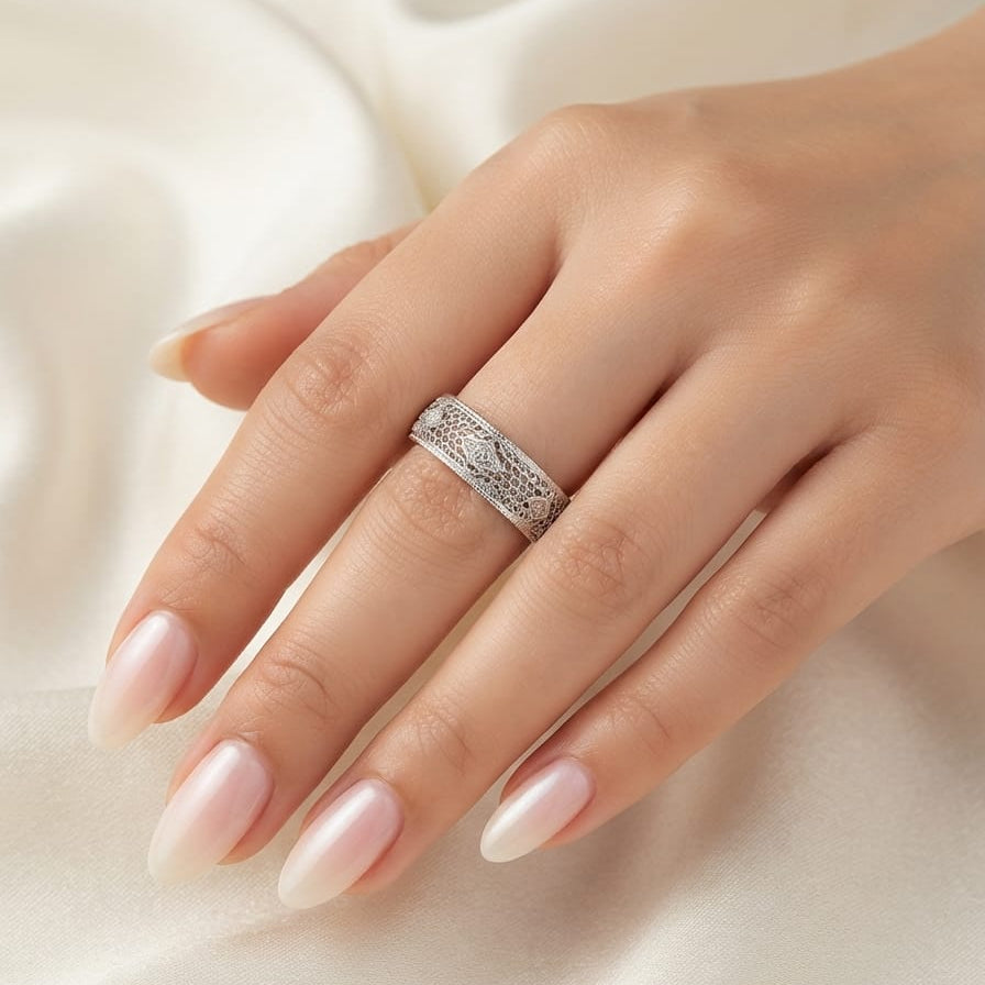 Elegant Silver Crystal Band Ring for Women – Minimalist Sparkling Stackable Ring