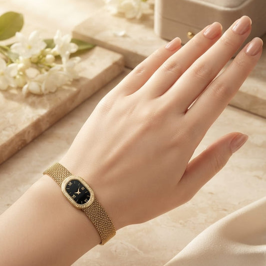 Luxury Mesh Watch Style Bracelet for Women – Gold Plated Adjustable Bracelet
