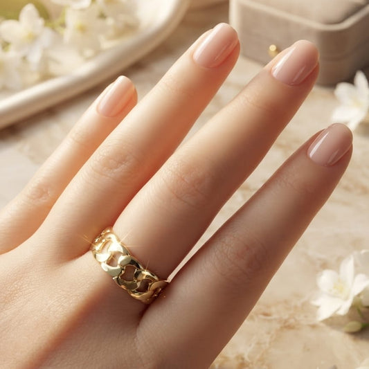 Golden Chain Link Ring for Women