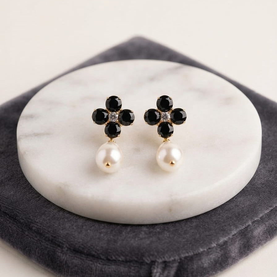 Ruby Bloom Pearl Drop Earrings