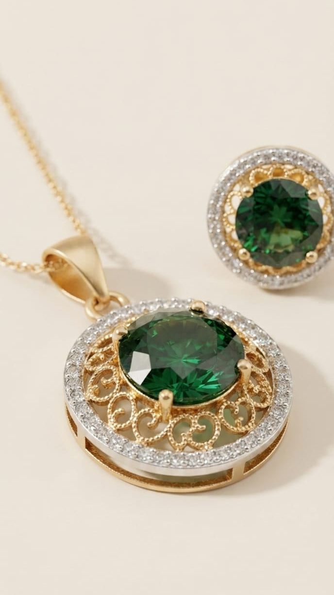 Gold Plated Necklace & Stud Earrings for Women